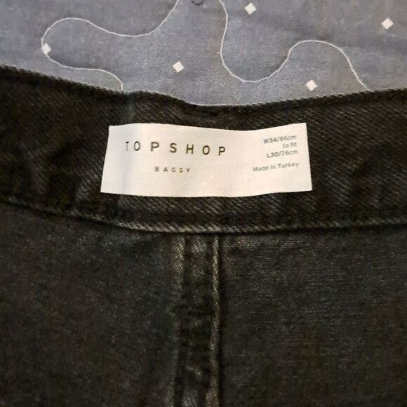 TOPSHOP Baggy Distress Black Jeans size 12 NWT - Picture 4 of 7